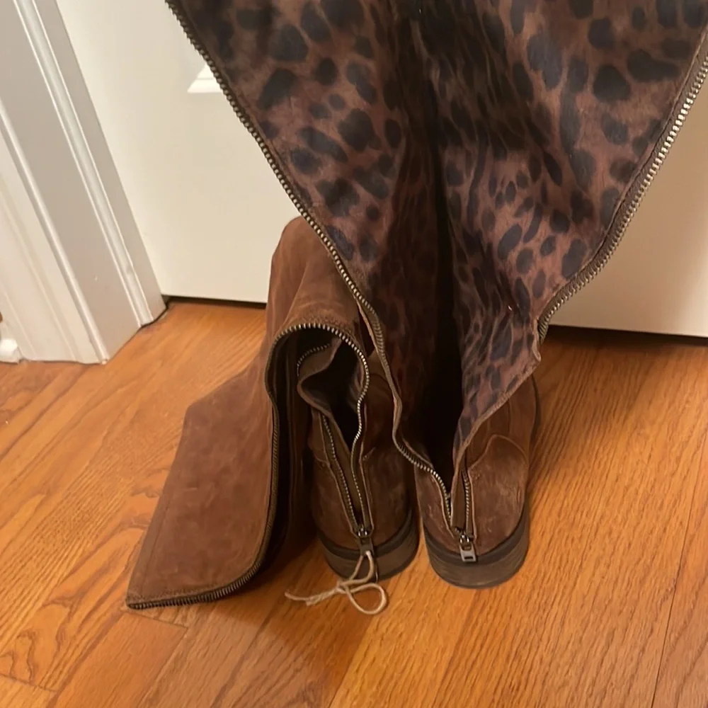 New Born Borman tall brown/rust leather boots